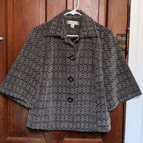 Coldwater Creek Geometric Ribbed Swing Blazer Jacket 3/4 Sleeves Sz S - Picture 1 of 10